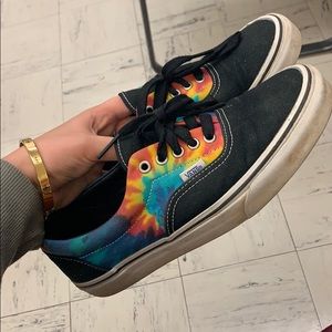 Black Rainbow Tye-Dye Vans Laced Skater Sneakers